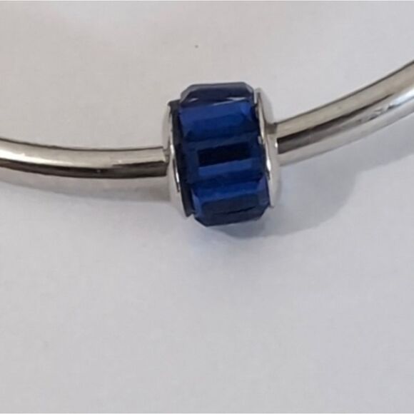 Silver Dark Blue Crystals Charm for Pandora Style Bracelet - Picture 4 of 4